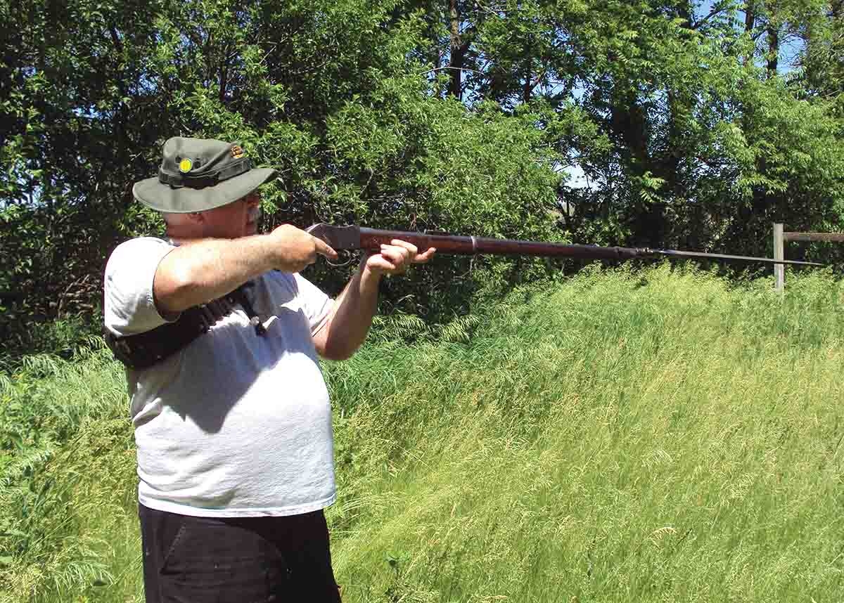 Steve Bookout shooting offhand.